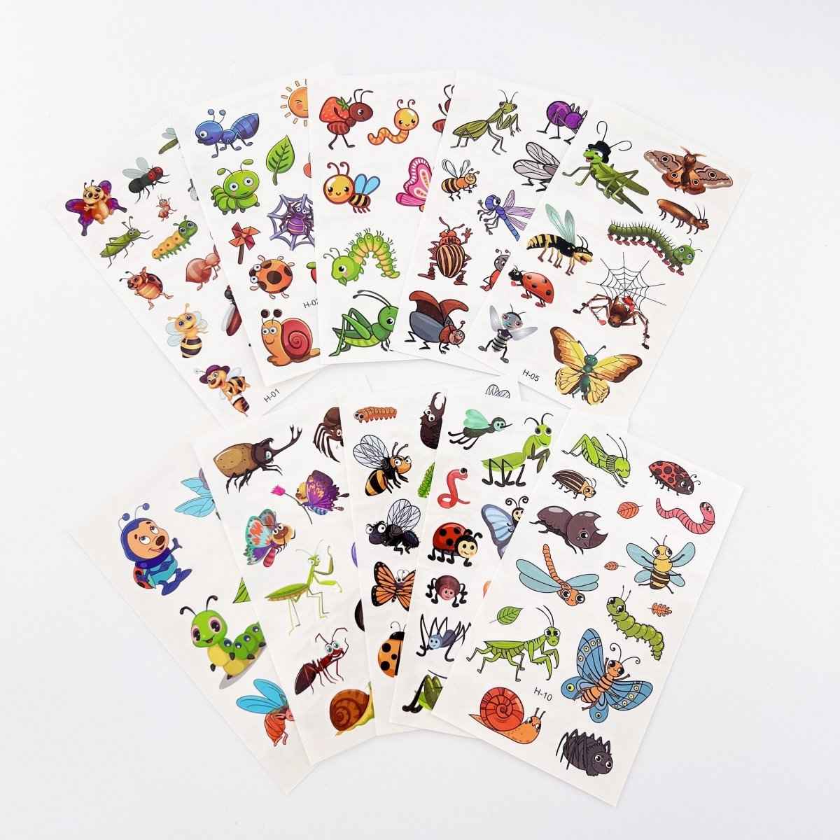 10 Sheets Insect Temporary Tattoos – Kids Birthday Party Favors
