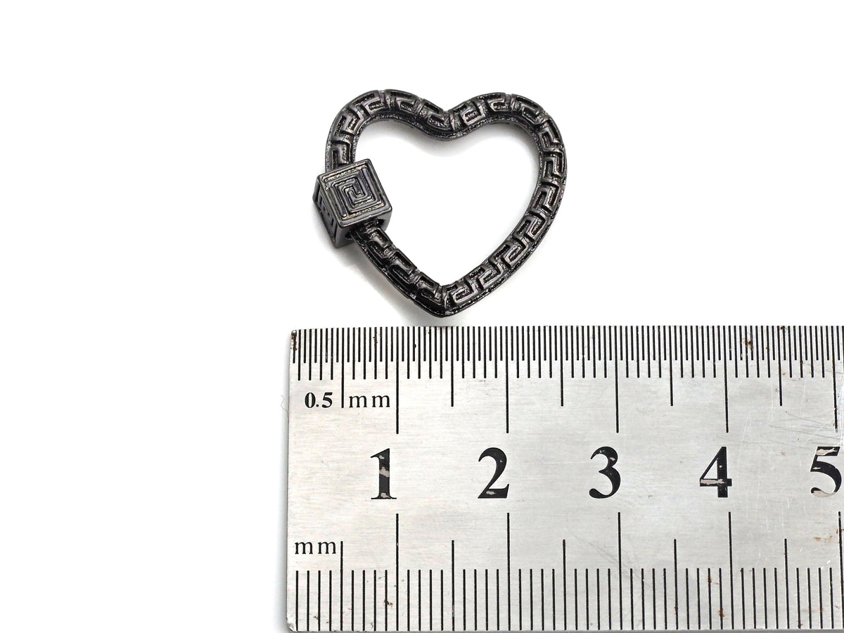 NEW Engraved Heart Shape Clasp, Heart Clasp, Gold/Silver/Rose Gold/Gunmetal Carabiner Clasp, 23mm, sku#H208