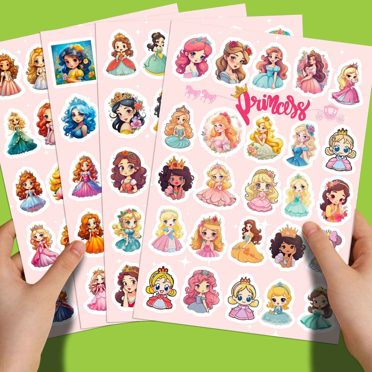 100pcs Princess Stickers – 4 Sheets Waterproof Vinyl for Kids