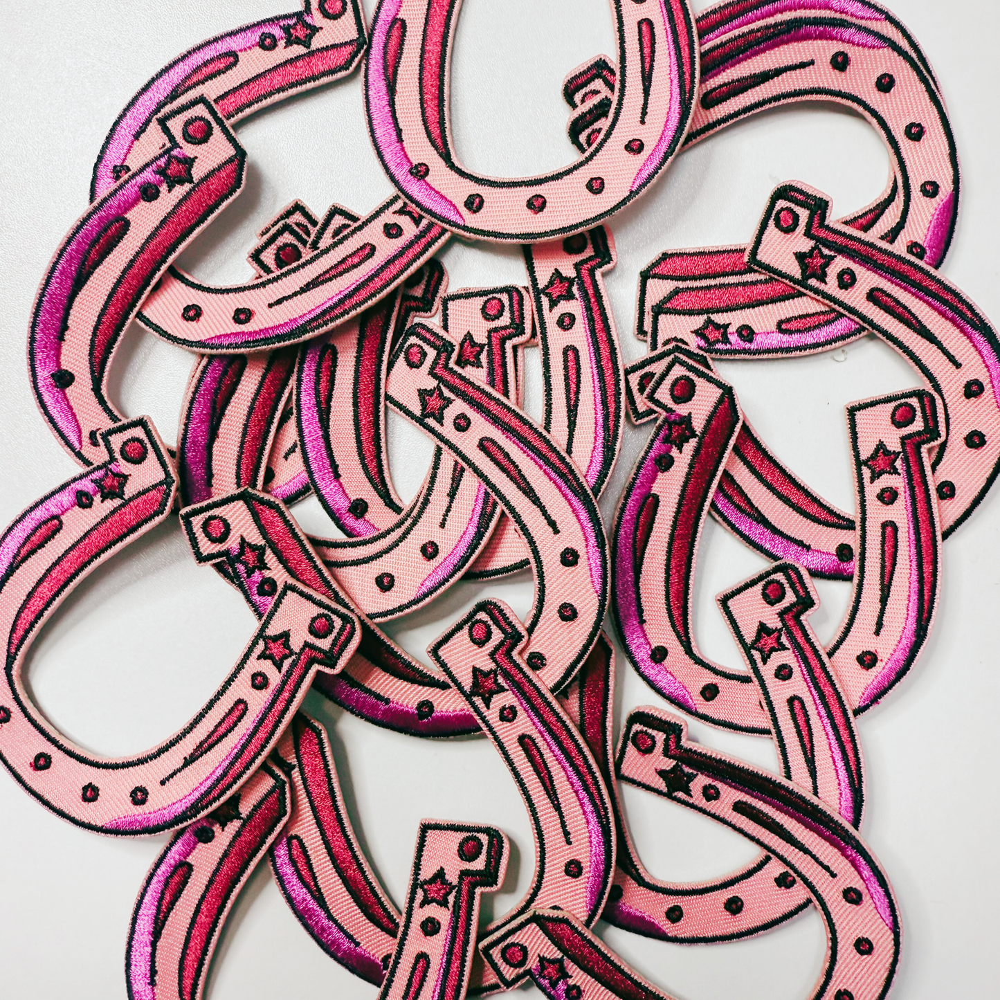 3" Horse Shoe in PINK - Embroidered Hat Patch