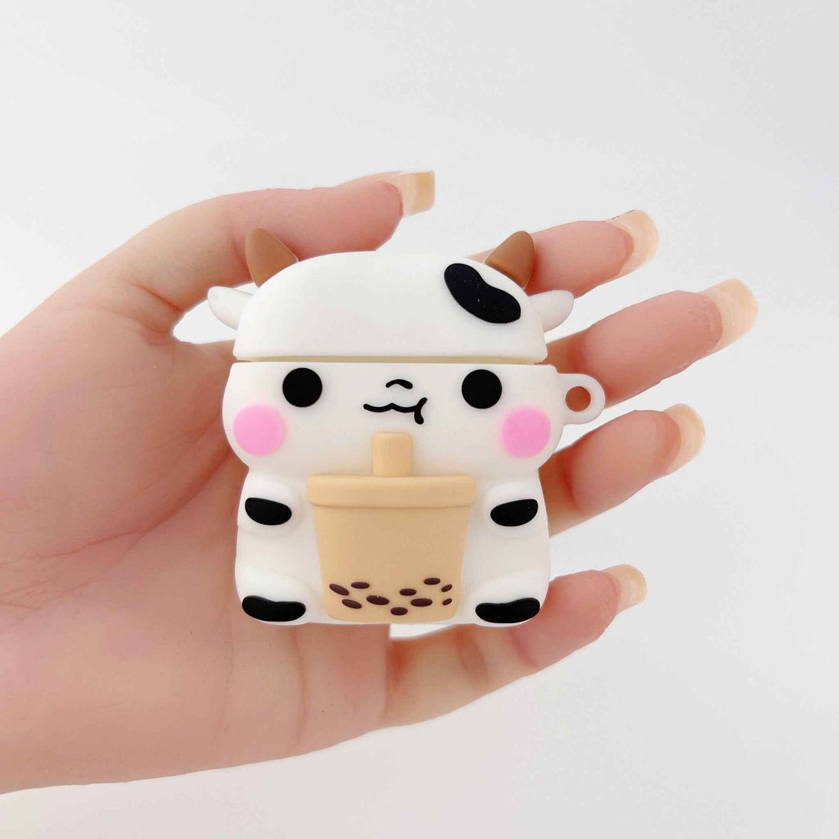 Boba Milk Cow AirPods Case – Cute Silicone Cover with Keyring