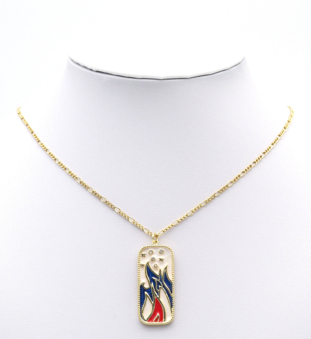 CZ Gold Enamel Rectangle Dog Tag Charm, Sku#LX148
