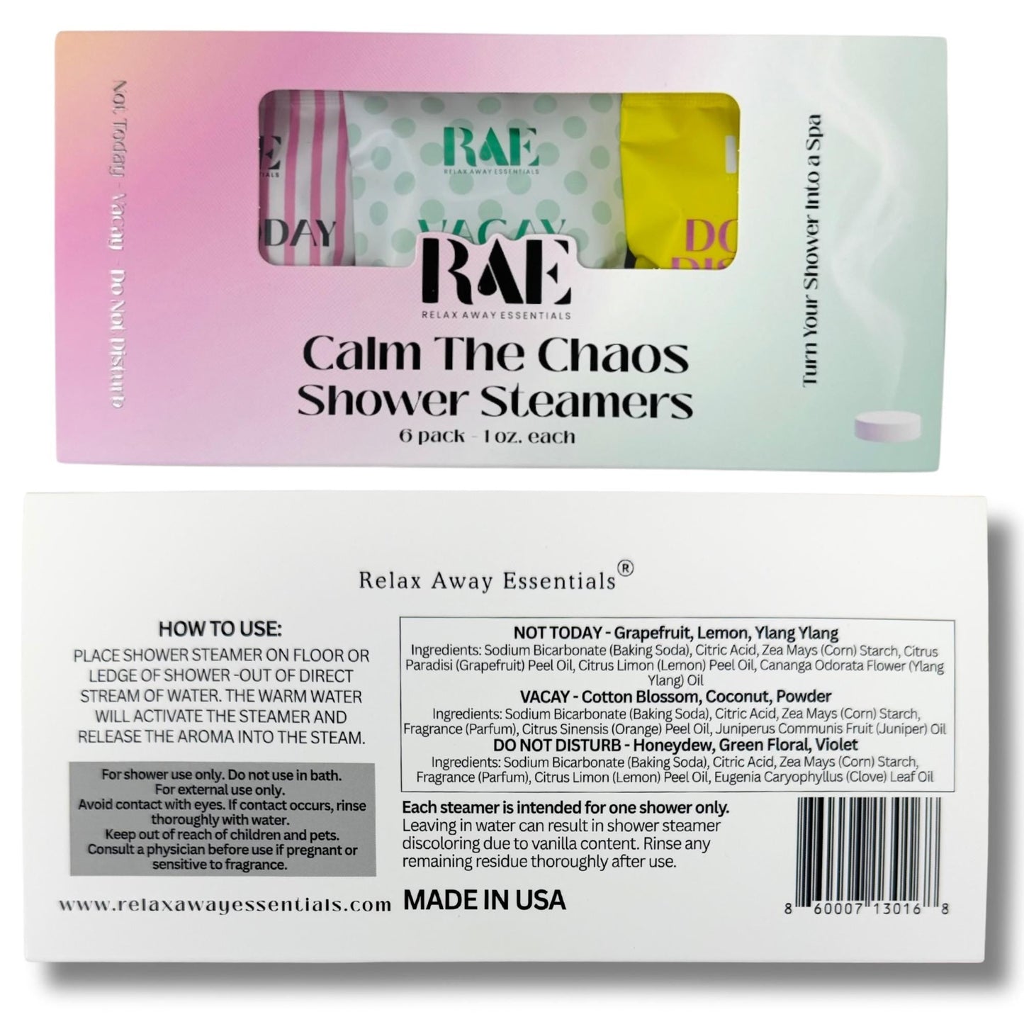 Calm The Chaos Shower Steamers 6 Pack | Gift for her | Aromatherapy | Essential Oils | Spa Gift |