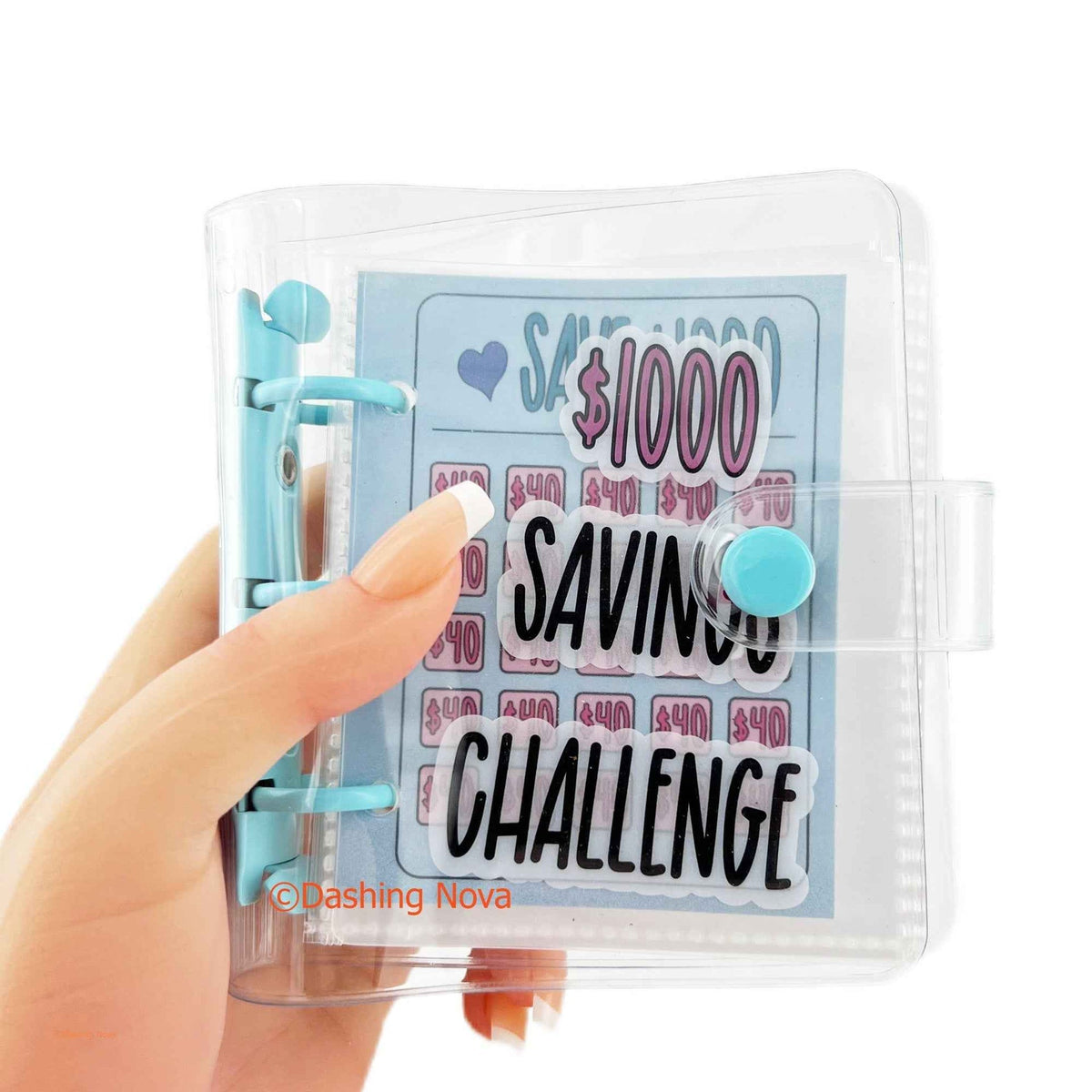 1000 Dollar Savings Challenge Book 3-Ring Binder Clear Cover PVC Money Organizer Budget Planner Cash Stuffing System