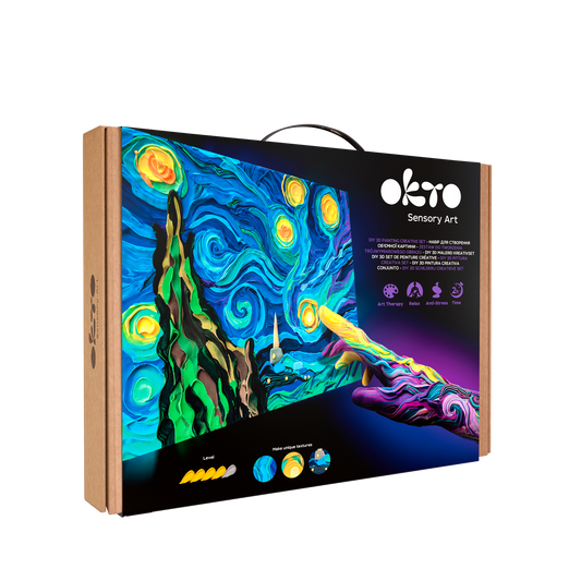 OKTO Sensory Art 3D Painting “Starry Night” – 11.8” x 15.7” Canvas Kit