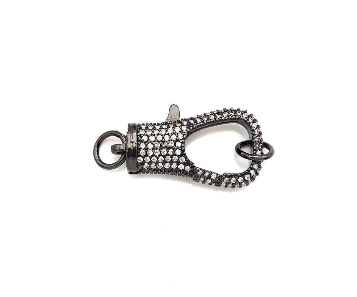 Full CZ Micro Pave Lobster Claw Clasp/Link Connector with Jump Ring, Pave Claw Clasp, Diamond Pave Clasp, 27x14mm,Sku#H307