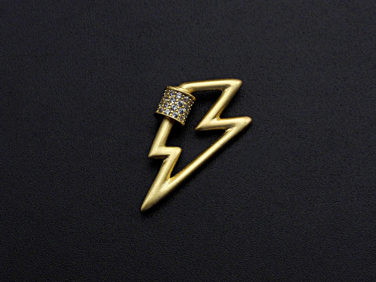 Matte Gold CZ Micro pave Lightning Shape Clasp, CZ Pave Clasp, Matte light Gold Carabiner Clasp, 15x27mm, sku#H198