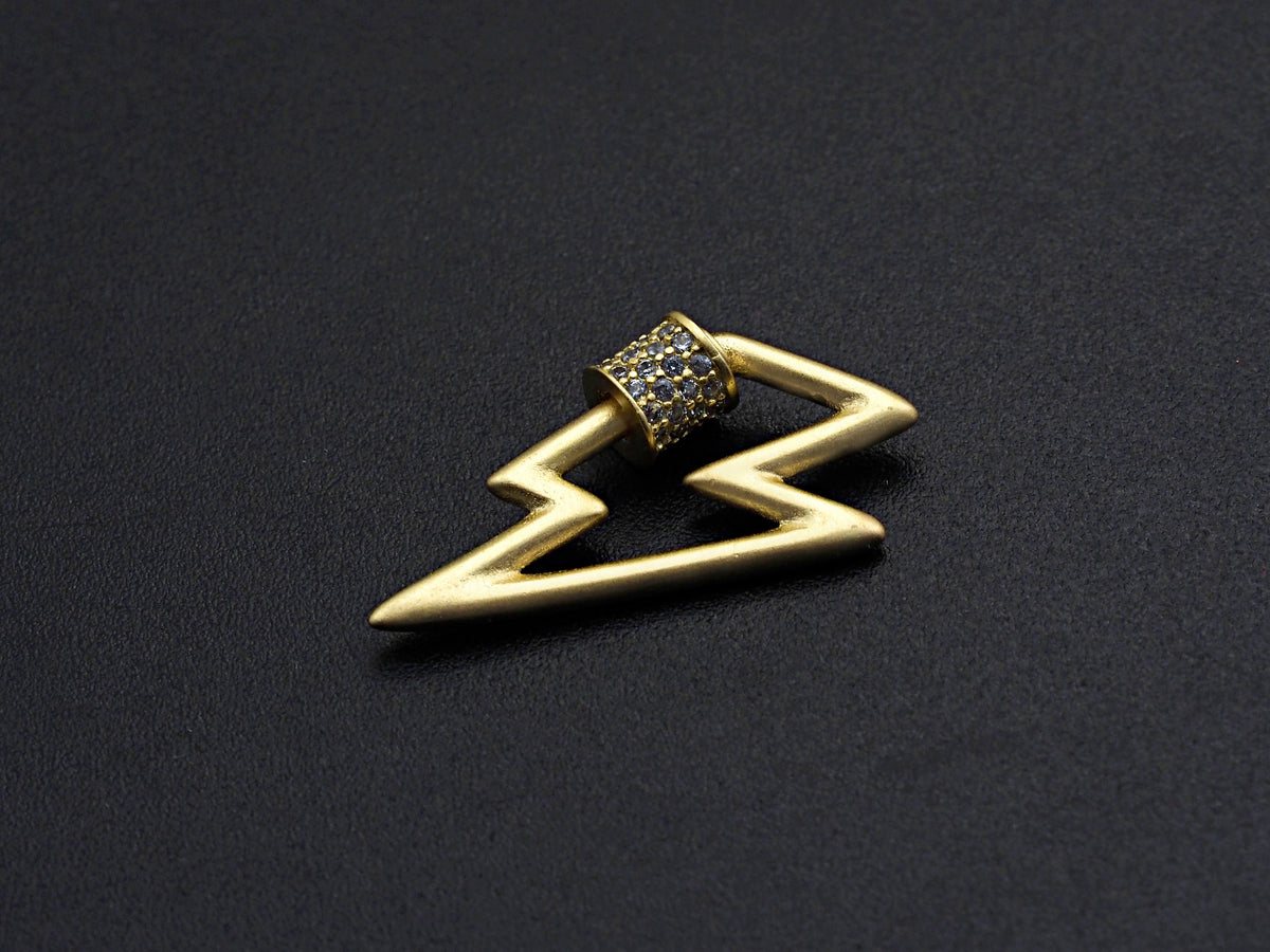 Matte Gold CZ Micro pave Lightning Shape Clasp, CZ Pave Clasp, Matte light Gold Carabiner Clasp, 15x27mm, sku#H198