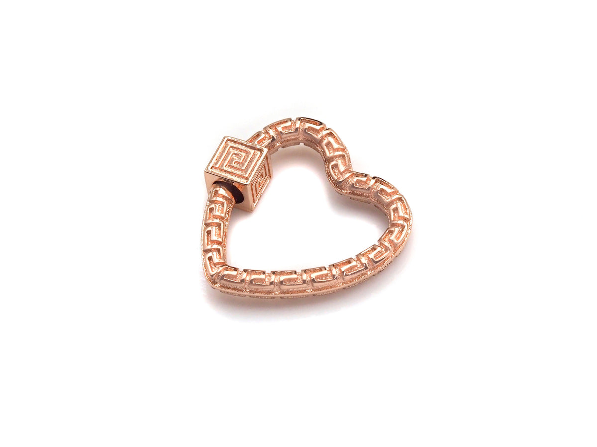 NEW Engraved Heart Shape Clasp, Heart Clasp, Gold/Silver/Rose Gold/Gunmetal Carabiner Clasp, 23mm, sku#H208