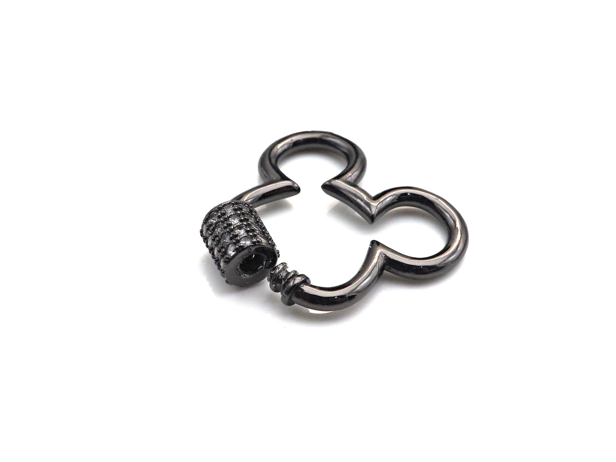 Clear CZ Micro pave Mickey Mouse Head Clasp, CZ Pave Lock, Carabiner Clasp, Chain Connector, 24x22mm,mm, sku#H273
