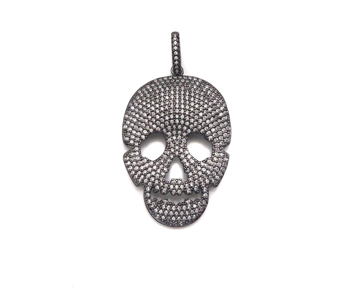 CZ Micro Pave Skull Shape Pendant/Charm,Cubic Zirconia Charm, Necklace Bracelet Charm Pendant,26x40mm, Sku#F1370