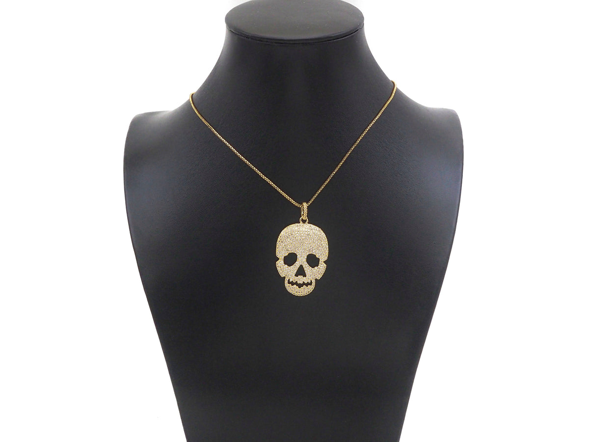 CZ Micro Pave Skull Shape Pendant/Charm,Cubic Zirconia Charm, Necklace Bracelet Charm Pendant,26x40mm, Sku#F1370