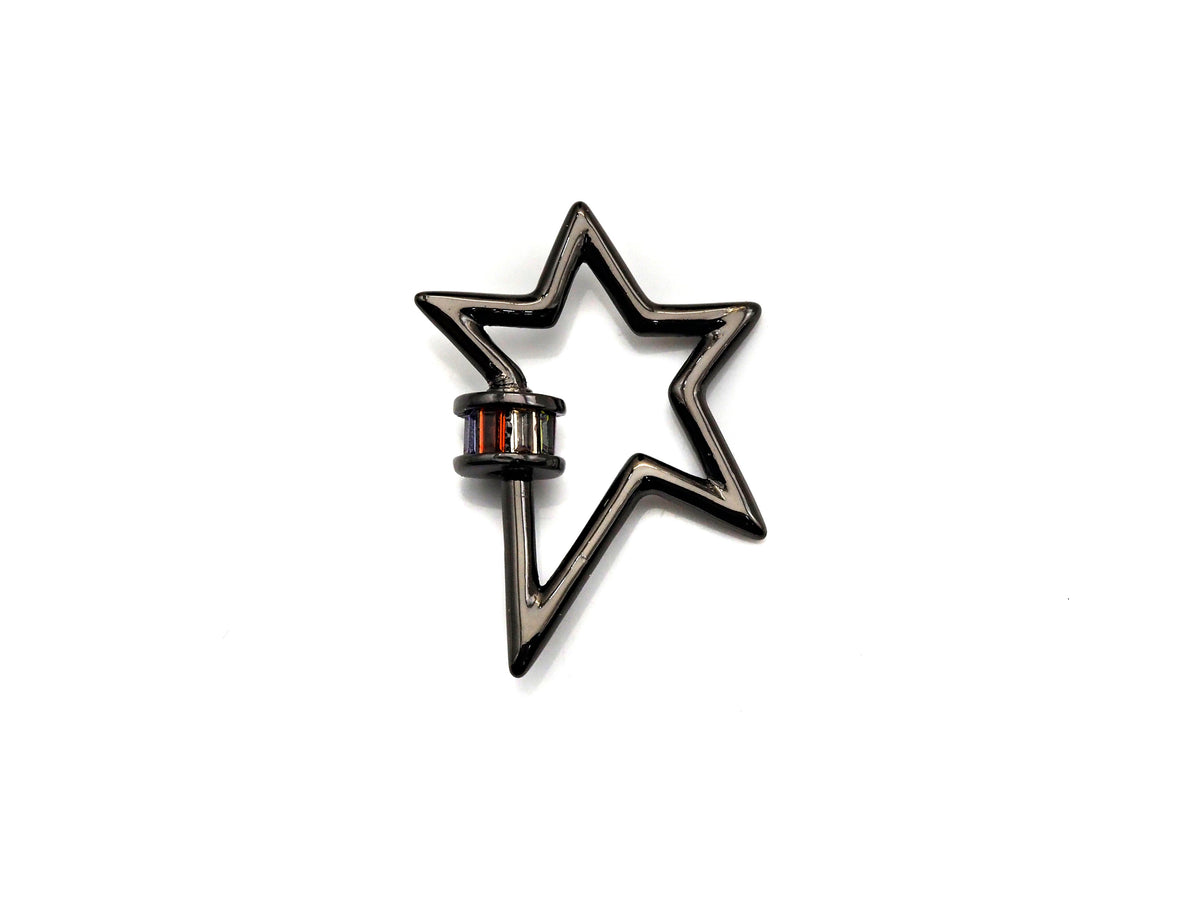 Baguette CZ Micro pave Star Shape Clasp, CZ Pave Clasp, Gold/Silver/Rose Gold/Gunmetal Carabiner Clasp, 20x27mm, sku#H213