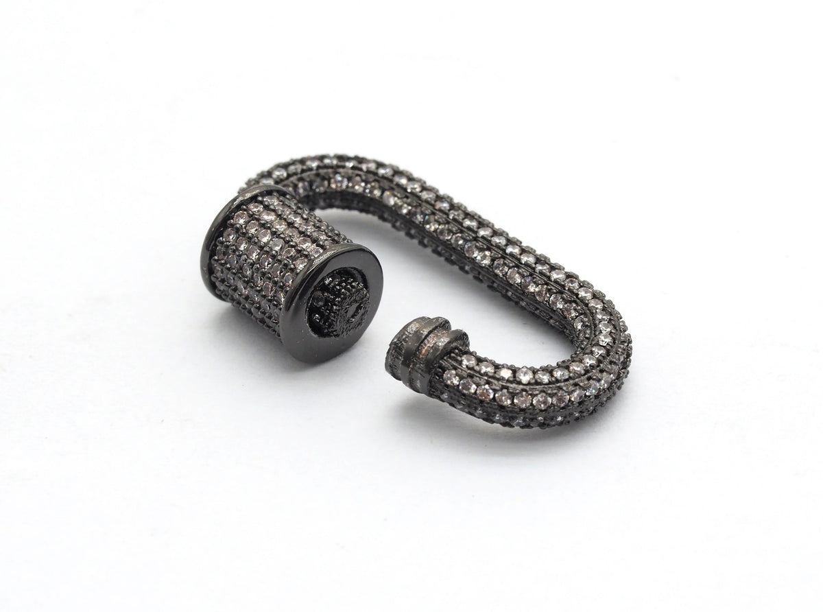 Fully CZ Pave Oval carabiner clasp, Sku#H138