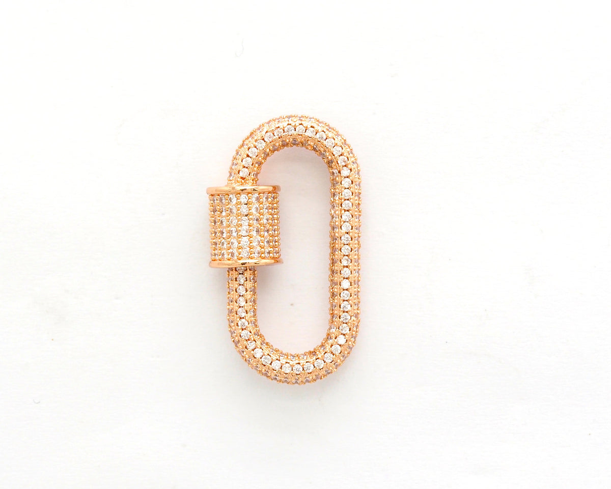 Fully CZ Pave Oval carabiner clasp, Sku#H138