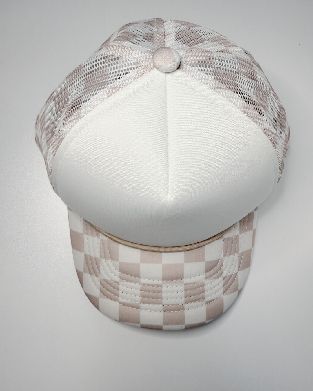 TEELUX - TRUCKER HAT BLANK - Beige Neutral Checkered