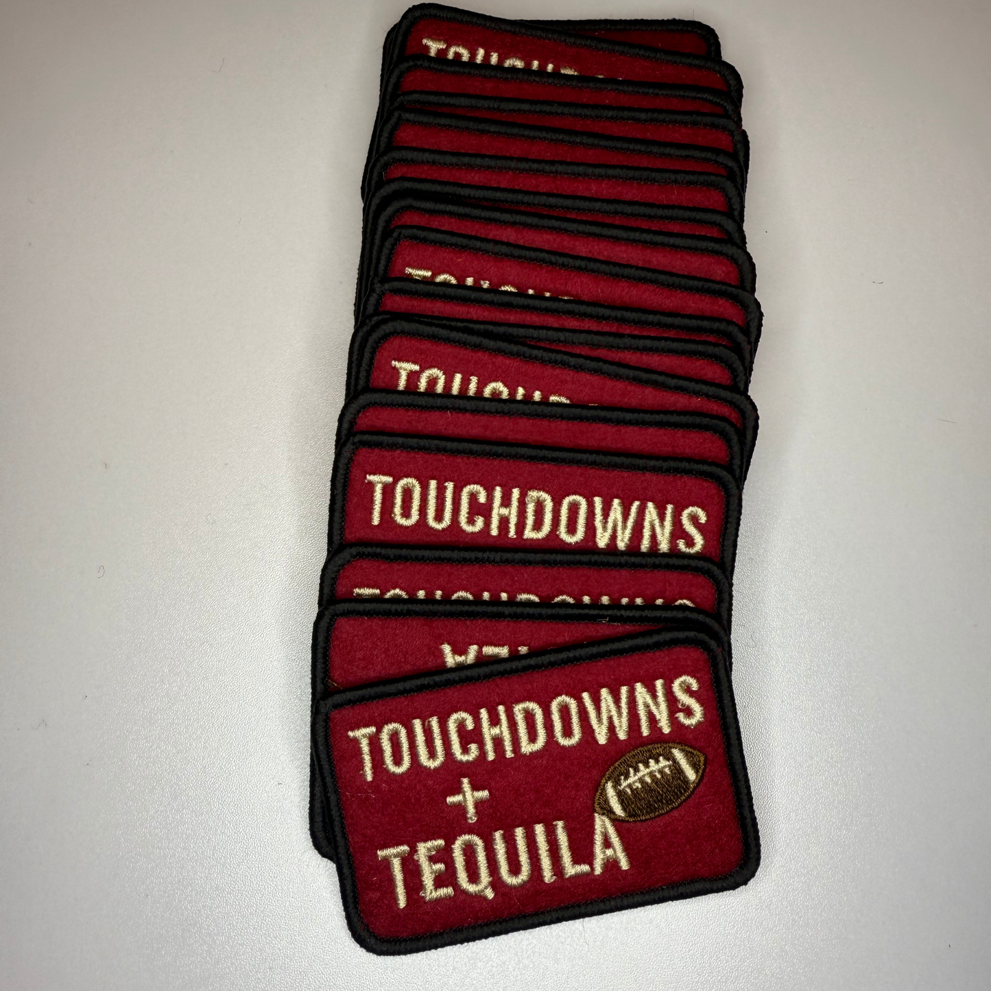 3" Touchdowns + Tequila in RED -  Embroidered Hat Patch