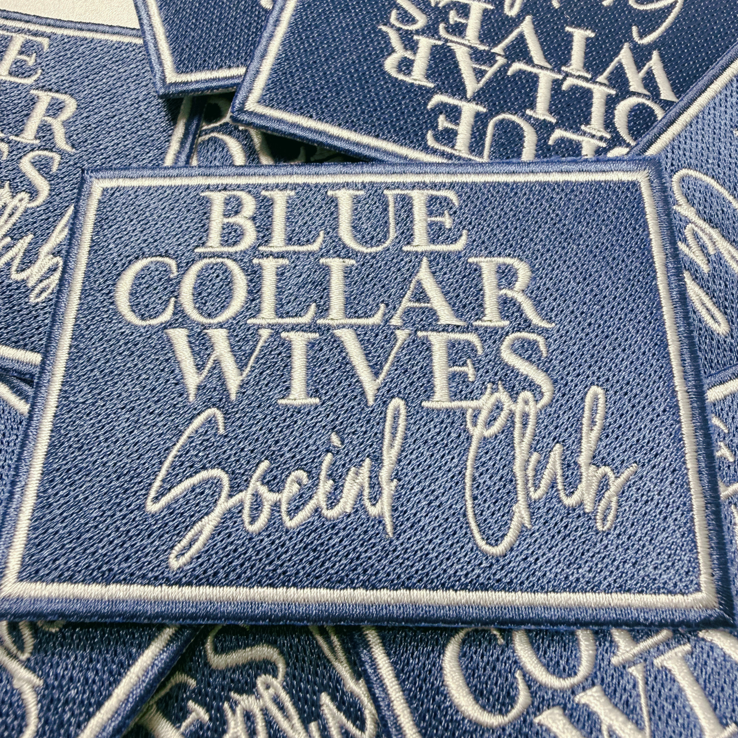 Blue Collar Wives Social Club (3.5" x 2.5") -  Embroidered Hat Patch
