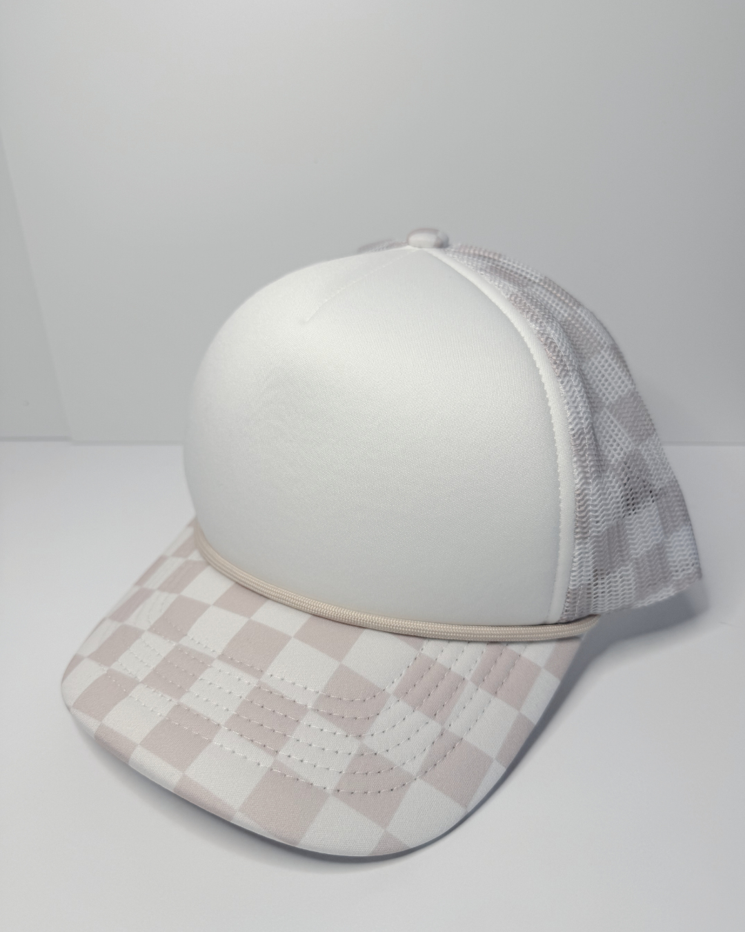 TEELUX - TRUCKER HAT BLANK - Beige Neutral Checkered