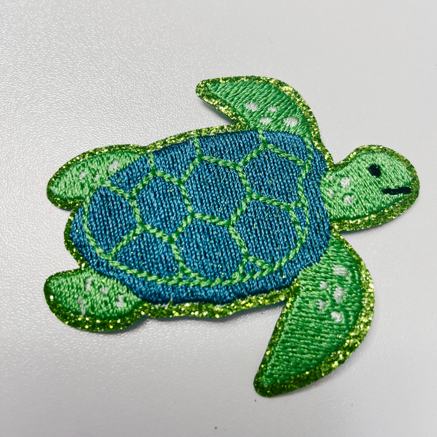 2.5" Sea Turtle,  glittery -  Embroidered Hat Patch