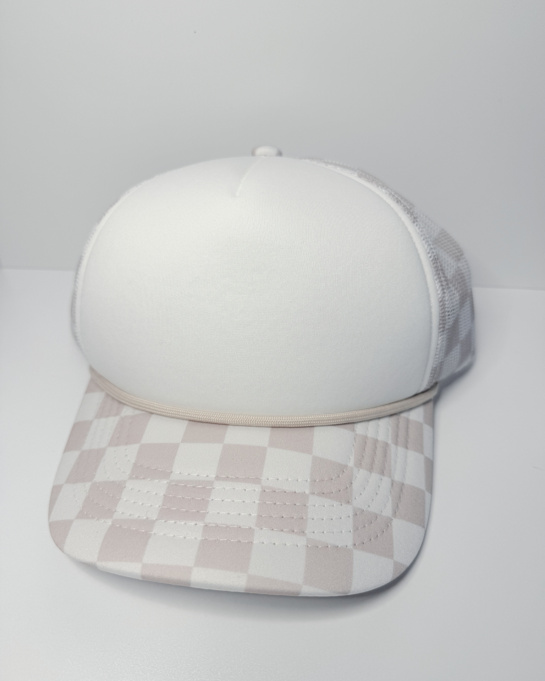 TEELUX - TRUCKER HAT BLANK - Beige Neutral Checkered