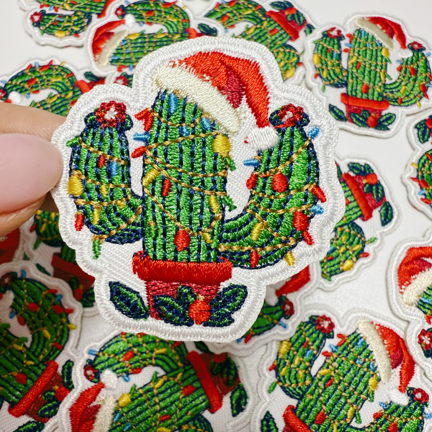 2" Christmas Cactus  -  Embroidered Hat Patch