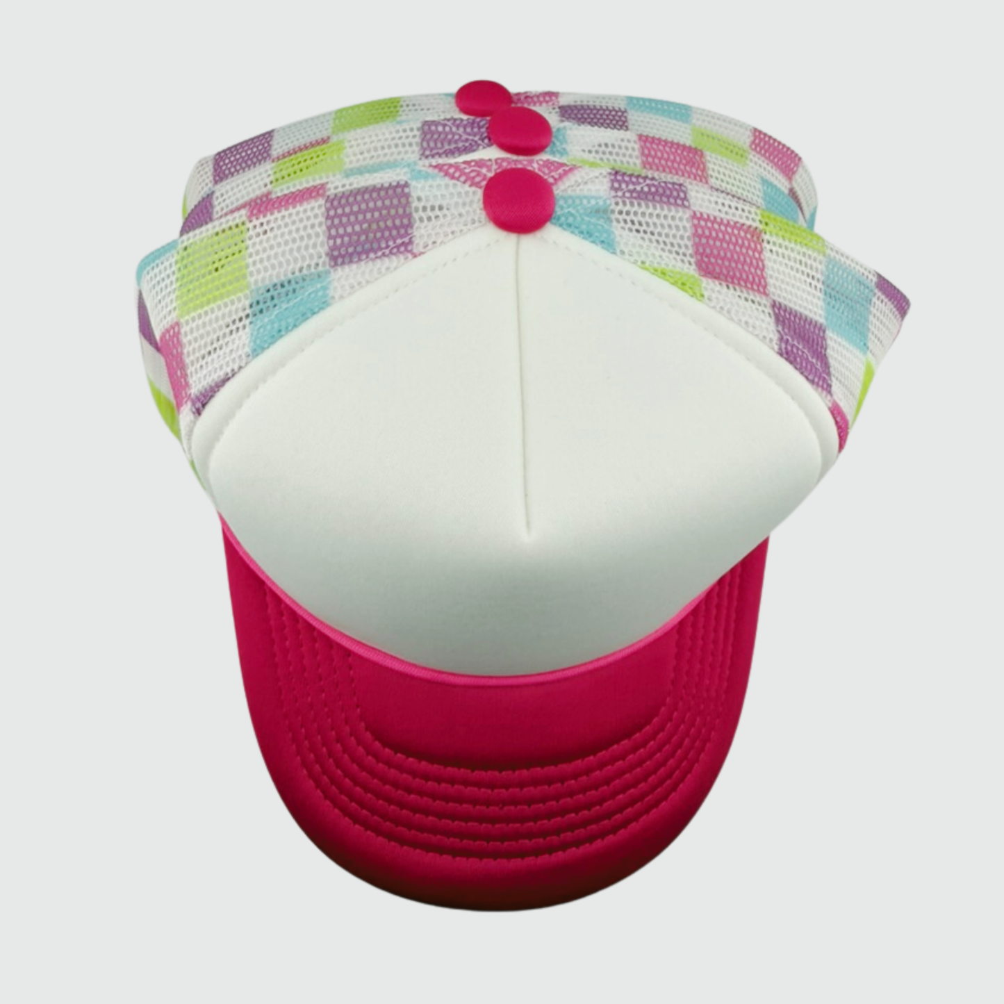 TEELUX - TRUCKER HAT BLANK - PINK Checkered