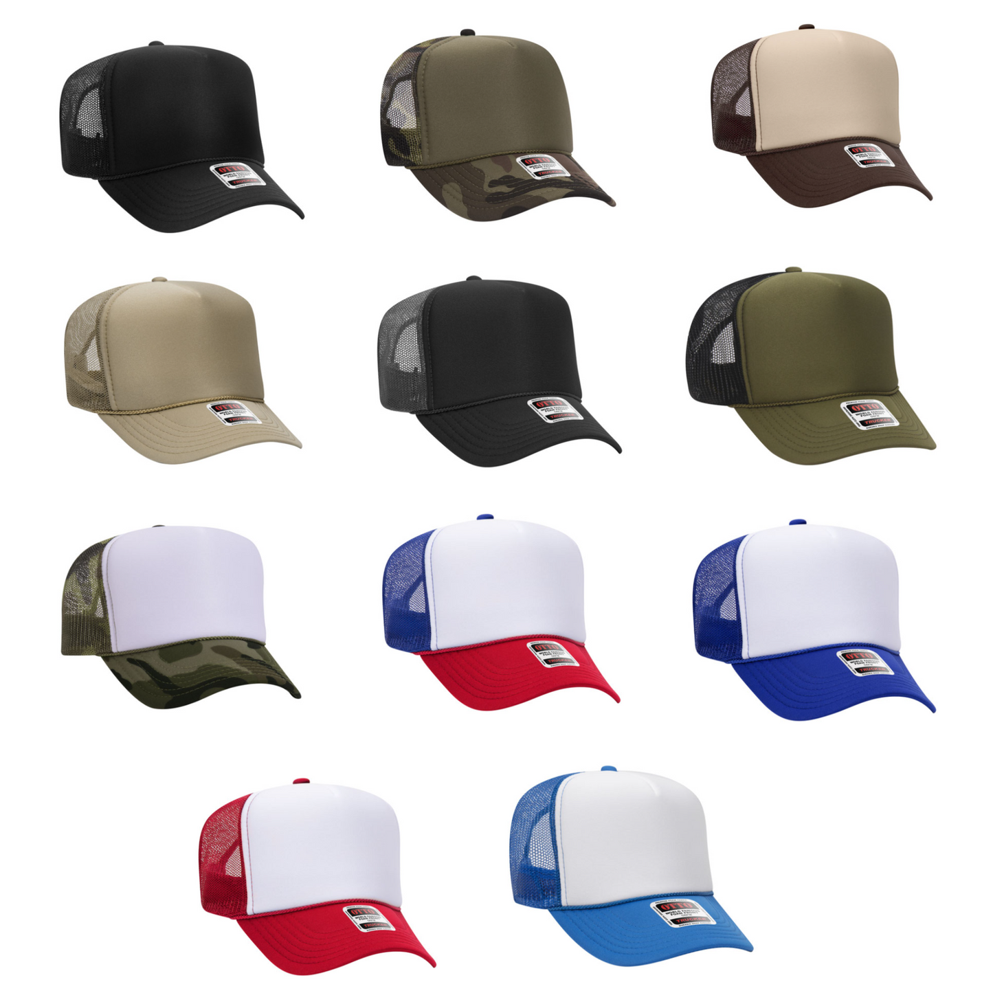 BLANK OTTO TRUCKER HAT -  Choose from available Colors (STYLE #: 39-165)