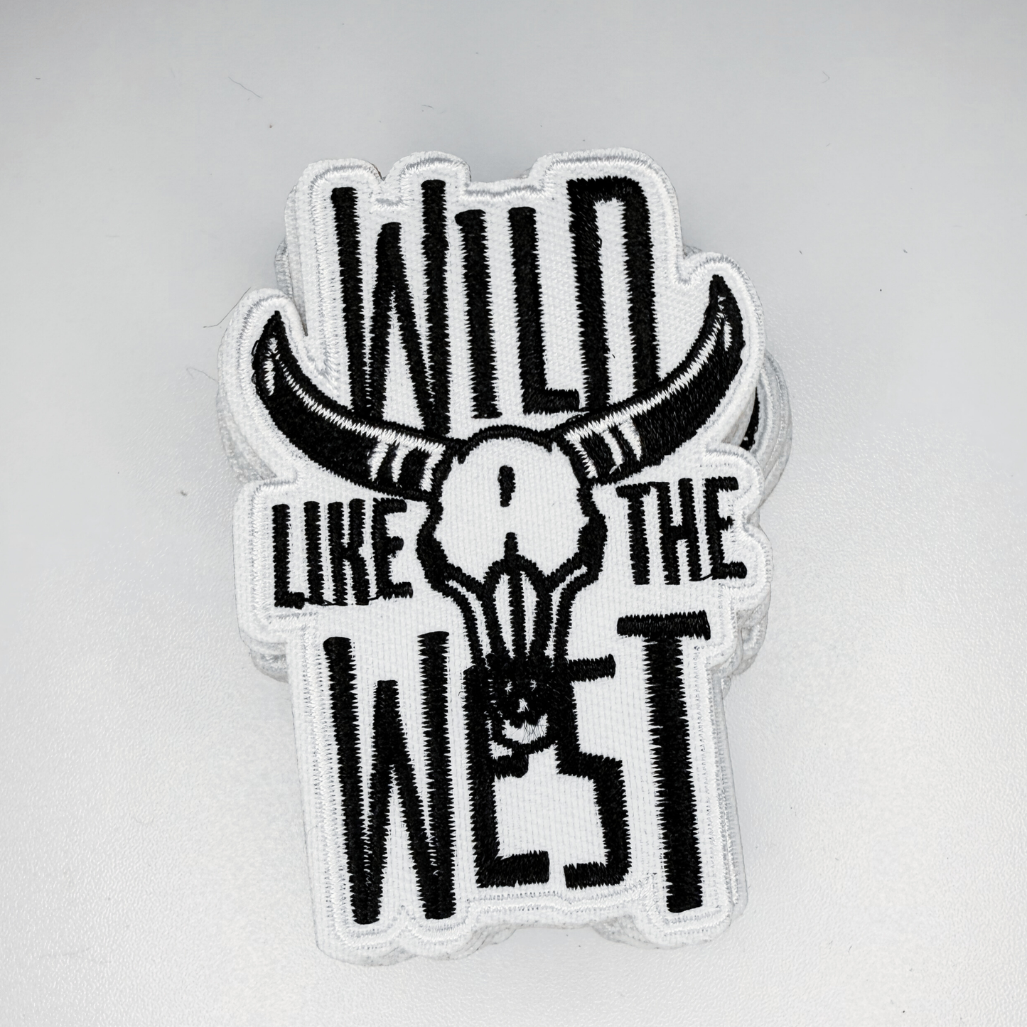 3"  WILD WEST (Black & White) -  Embroidered Hat Patch