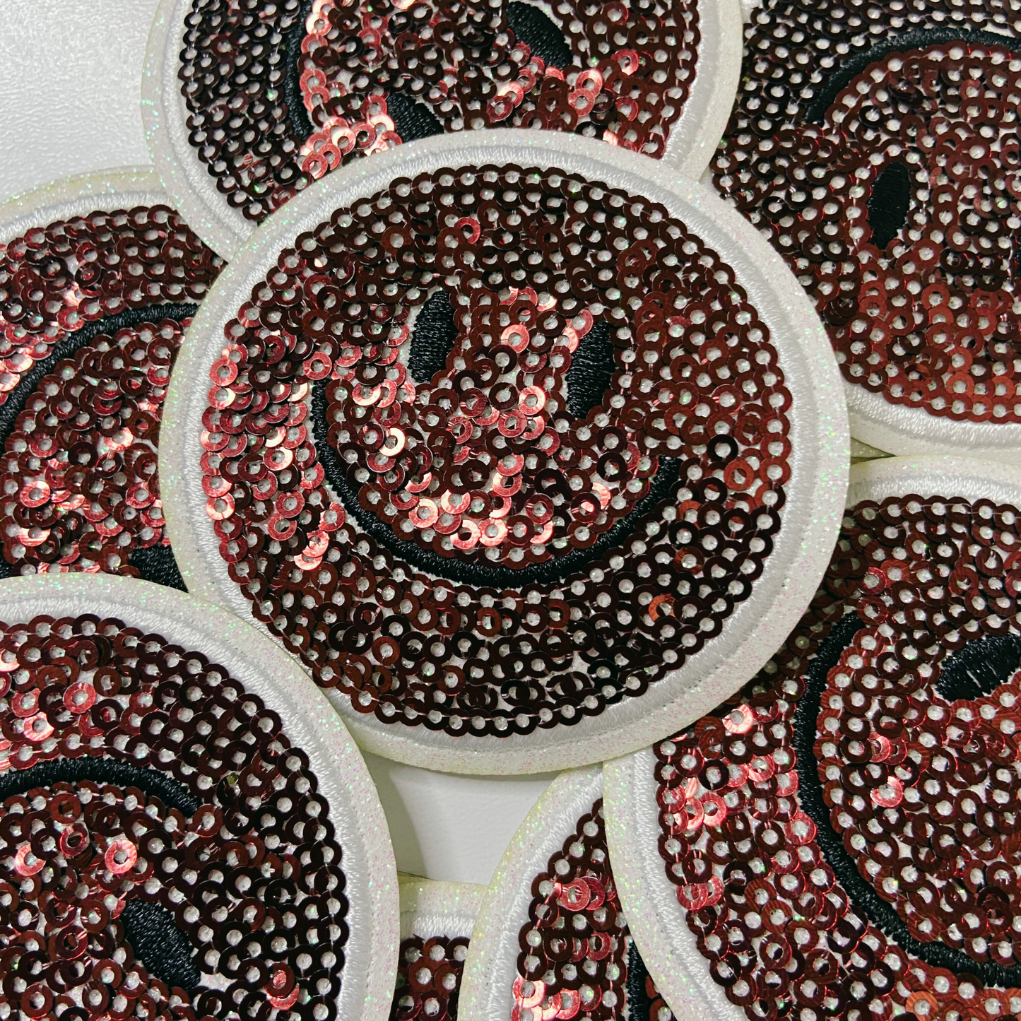 NEON Sequin Smiley Face Patch - 2.5" x 2.5"  - hat Patch