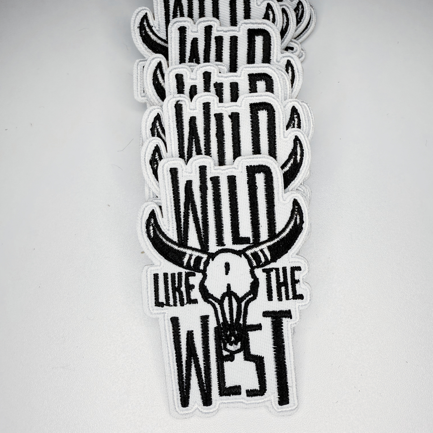3"  WILD WEST (Black & White) -  Embroidered Hat Patch