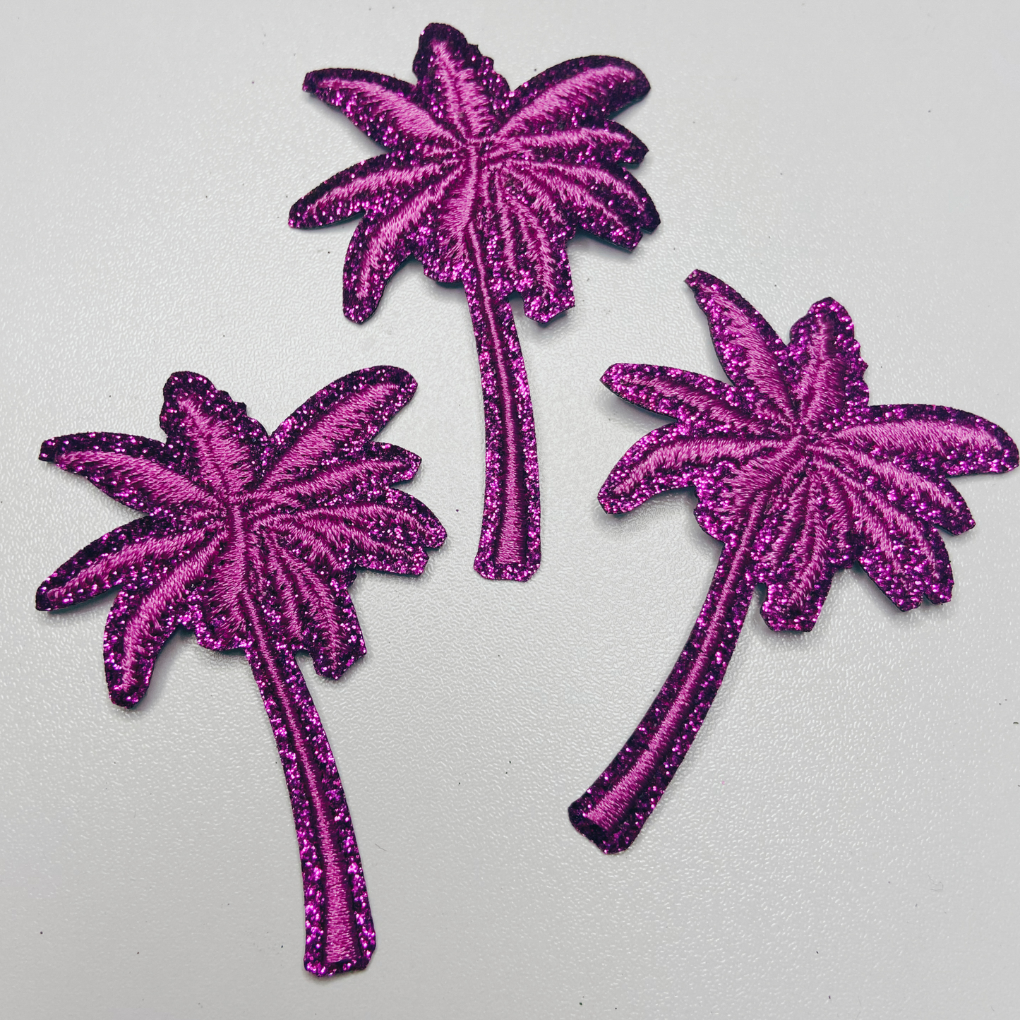 2.5" Pink Palm Tree glittery -  Embroidered Hat Patch