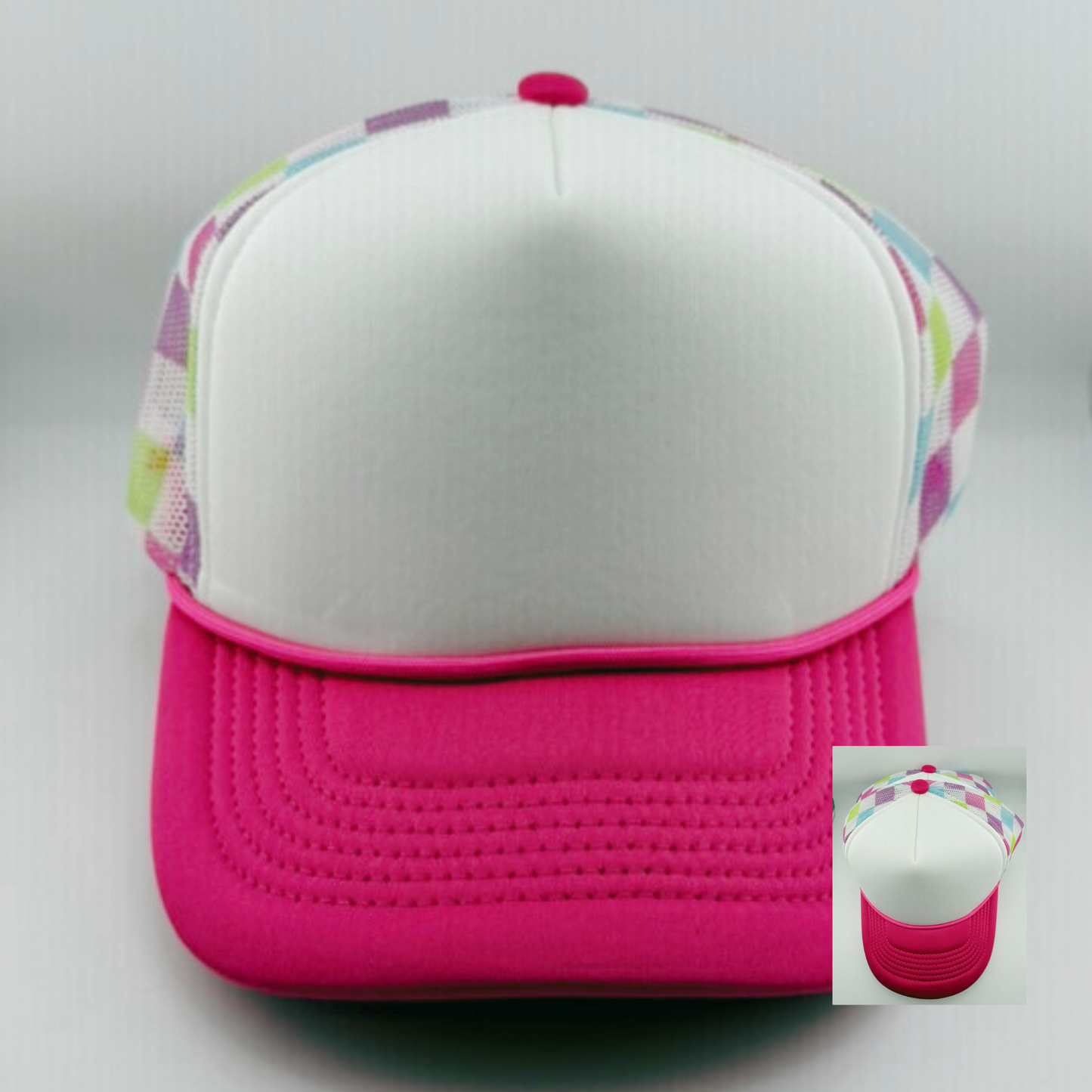 TEELUX - TRUCKER HAT BLANK - PINK Checkered