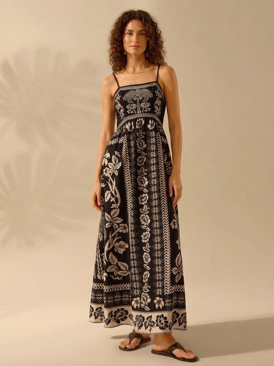 Floral Print Spaghetti Strap Maxi Dress