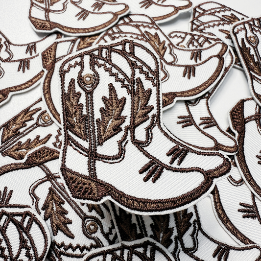 2" Cowboy Boots in BROWN  -  Embroidered Hat Patch