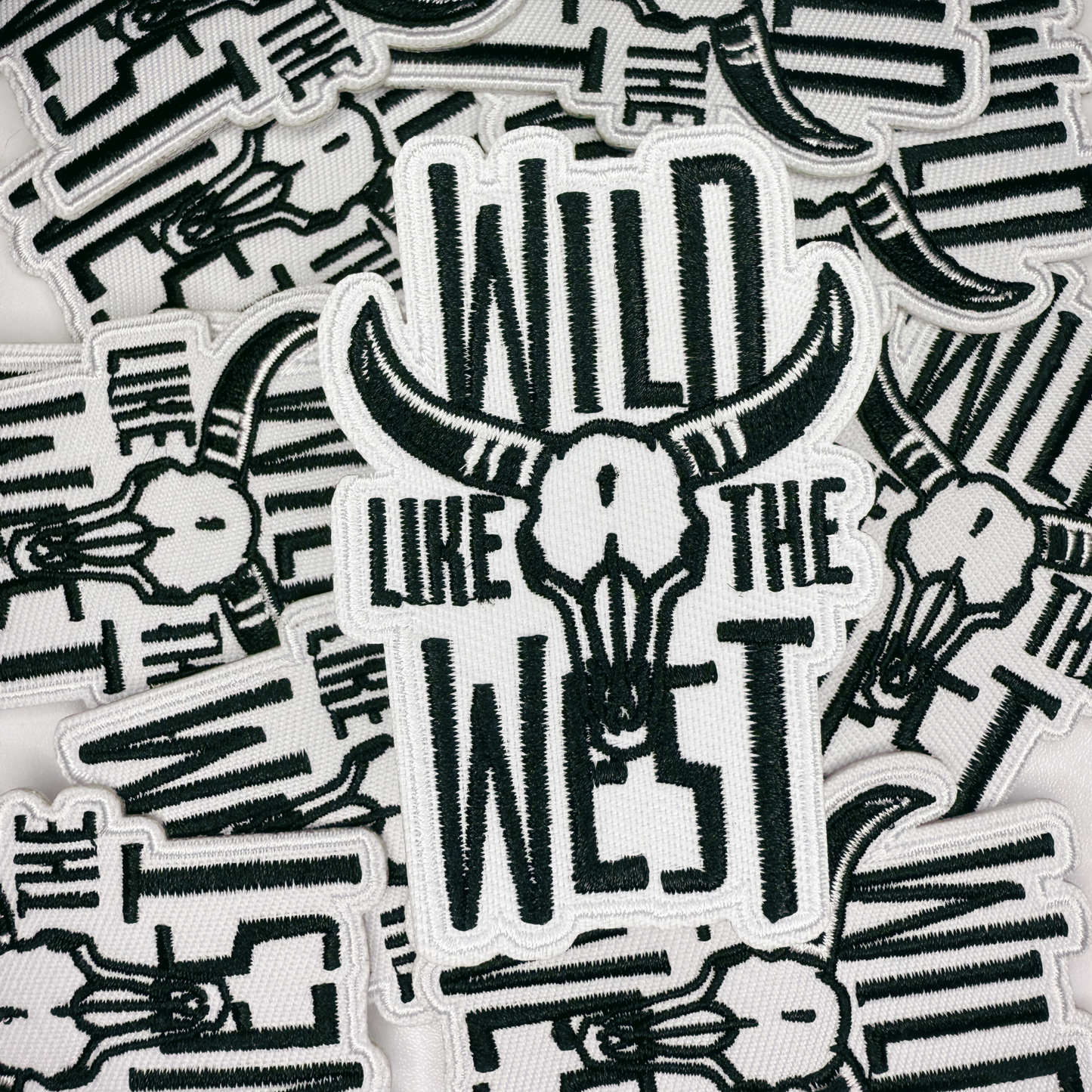 3"  WILD WEST (Black & White) -  Embroidered Hat Patch