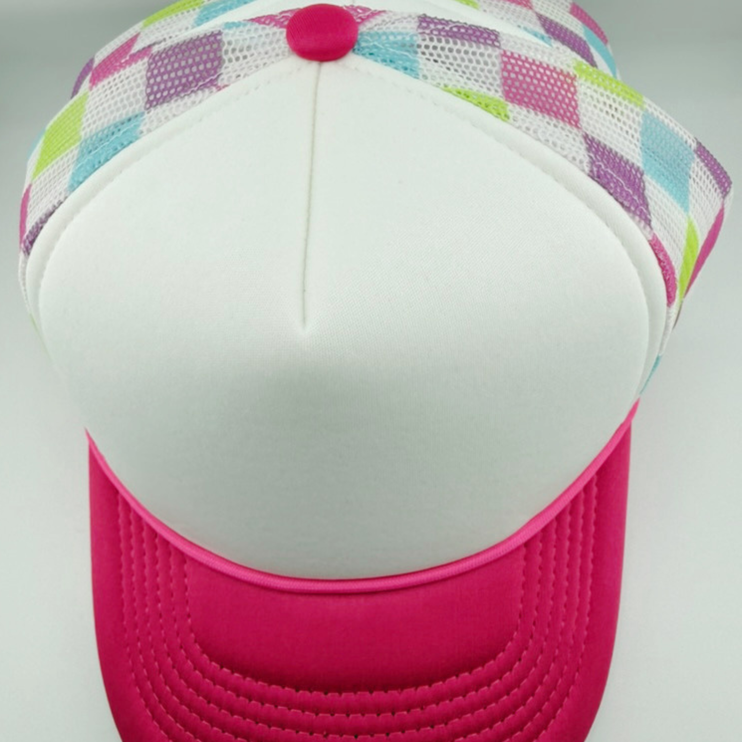 TEELUX - TRUCKER HAT BLANK - PINK Checkered