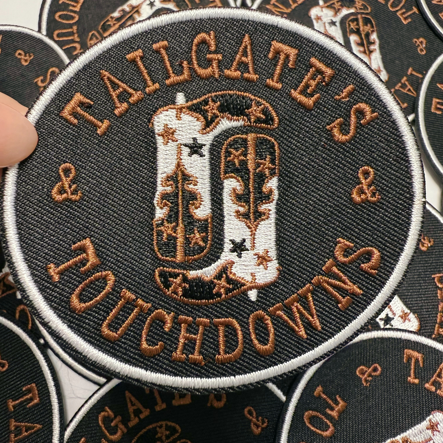 3" Tailgates & touchdowns -  Embroidered Hat Patch