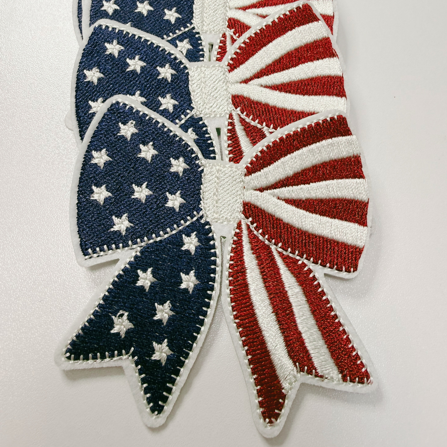 3" Patriotic Bow, USA Flag  -  Embroidered Hat Patch