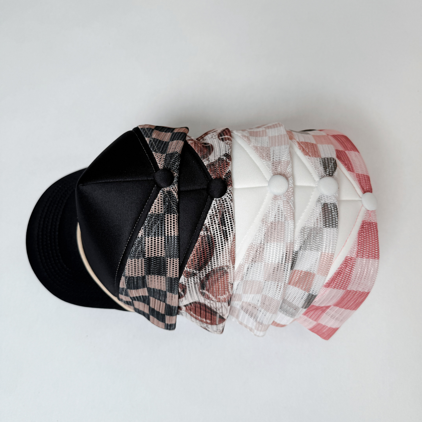 TEELUX - TRUCKER HAT BLANK - Coral Pink Checkered