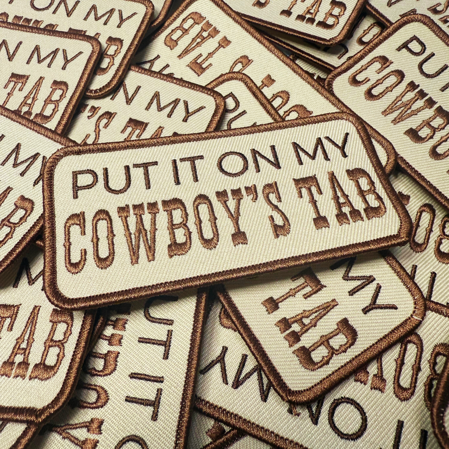 4" Put it on my COWBOYS TAB -  Embroidered Hat Patch