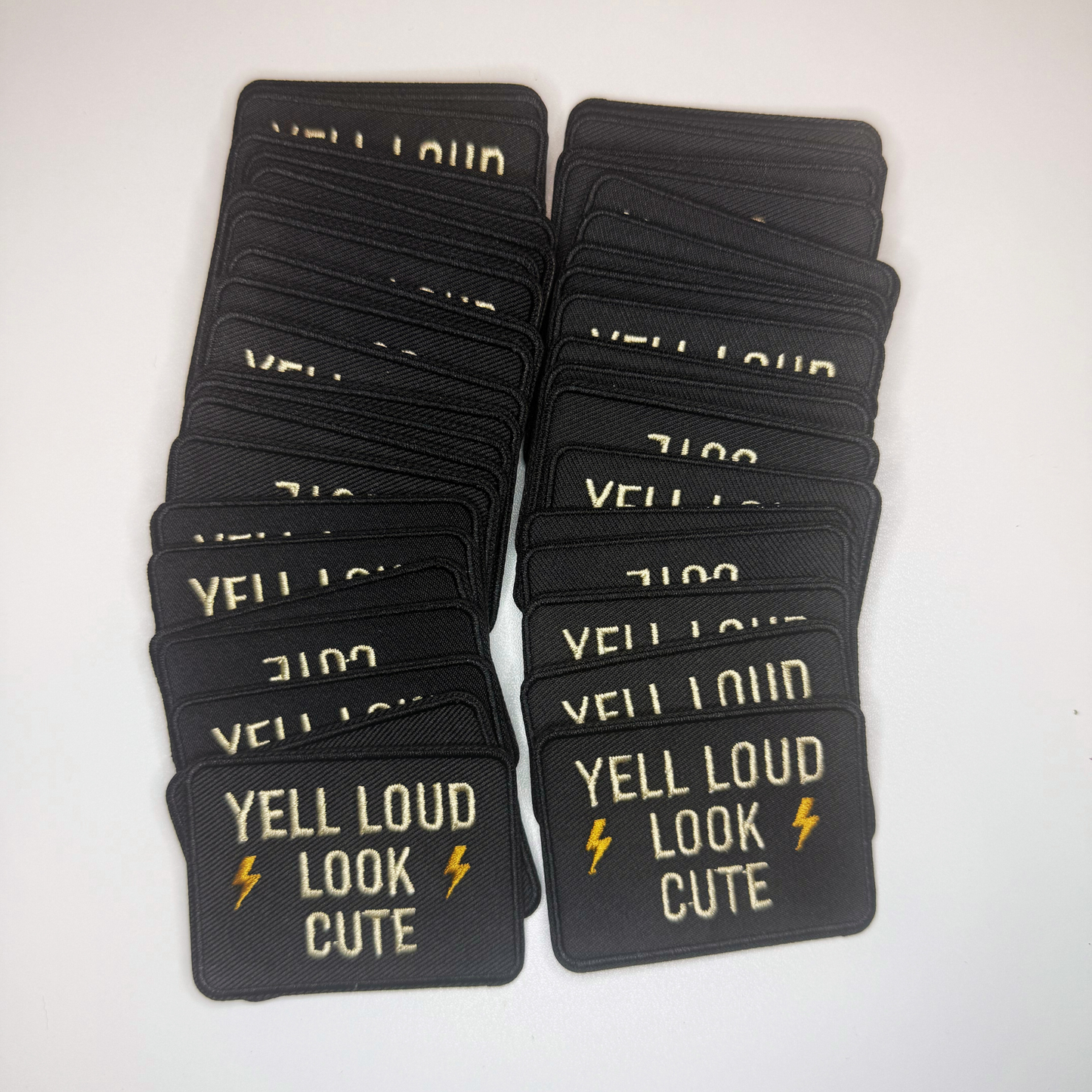 3" Yell Loud Look Cute -  Embroidered Hat Patch