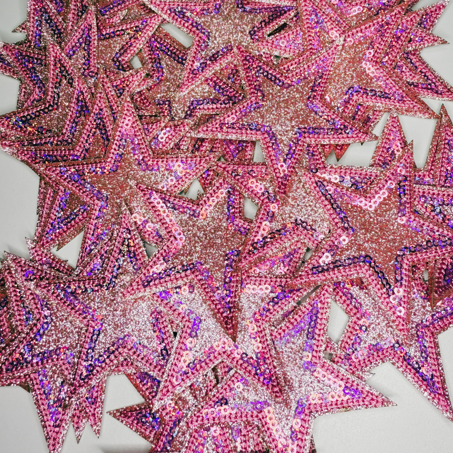 3" Pink Sequin & Glitter STAR - Glitter Embroidered Hat Patch