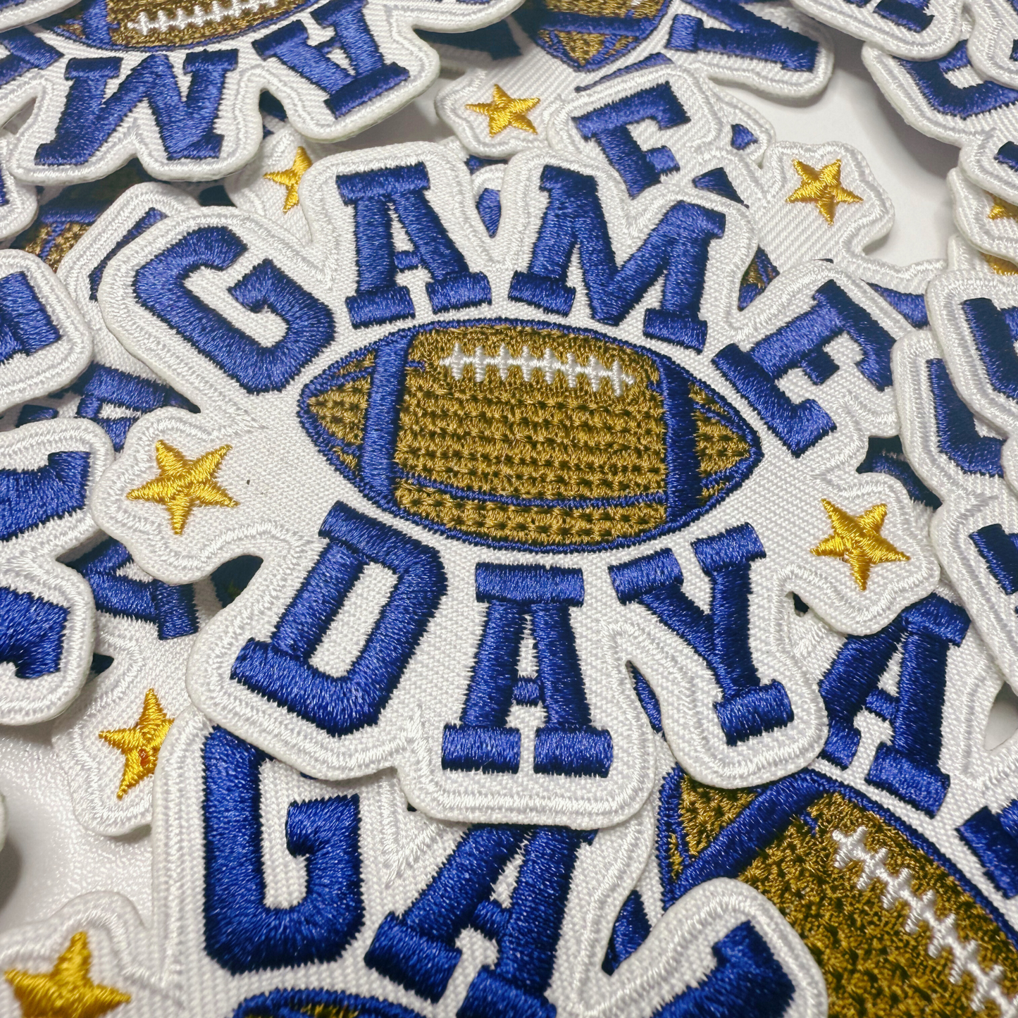3"  GAME DAY In BLUE  -  Embroidered Hat Patch