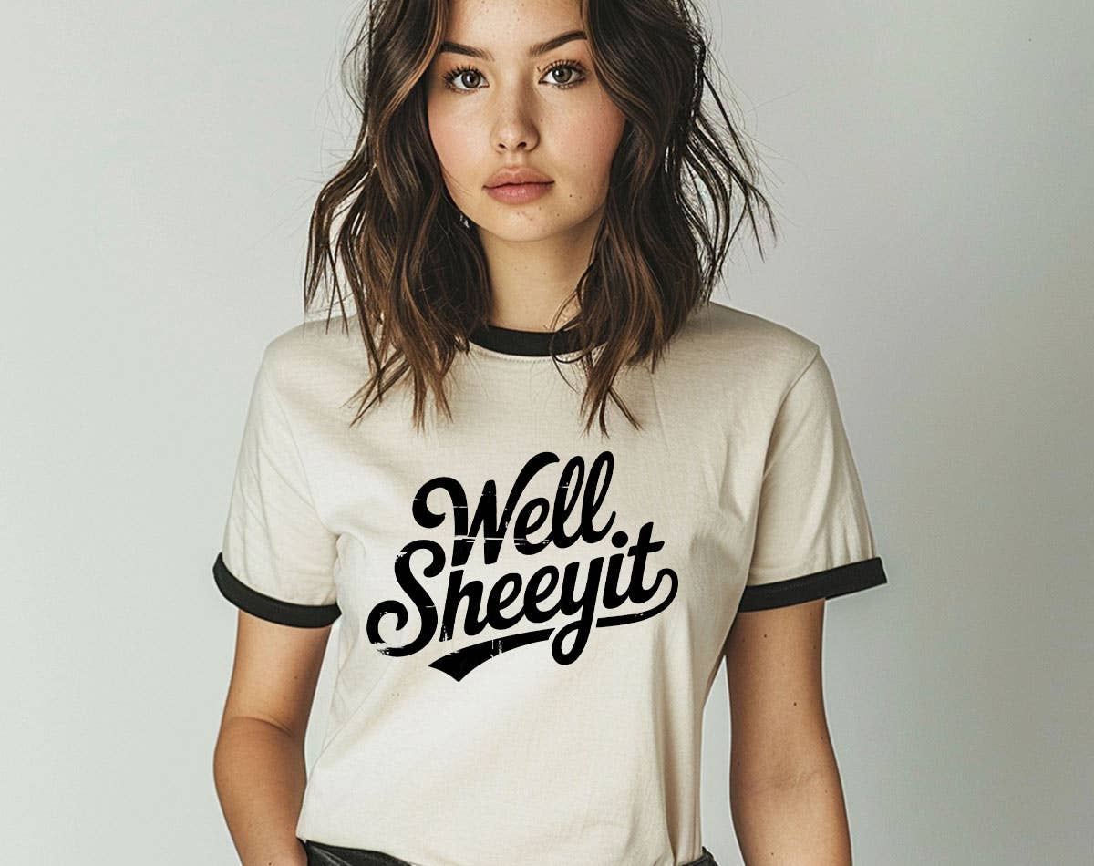 Well Sheeyit Ringer T-Shirt, Retro Contrast Trim Tee