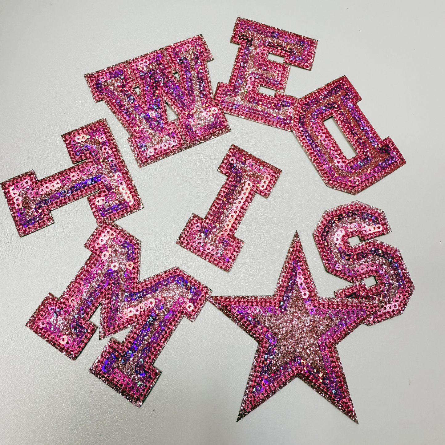 2" Glitter Sequin Letters  -  Embroidered Hat Patch