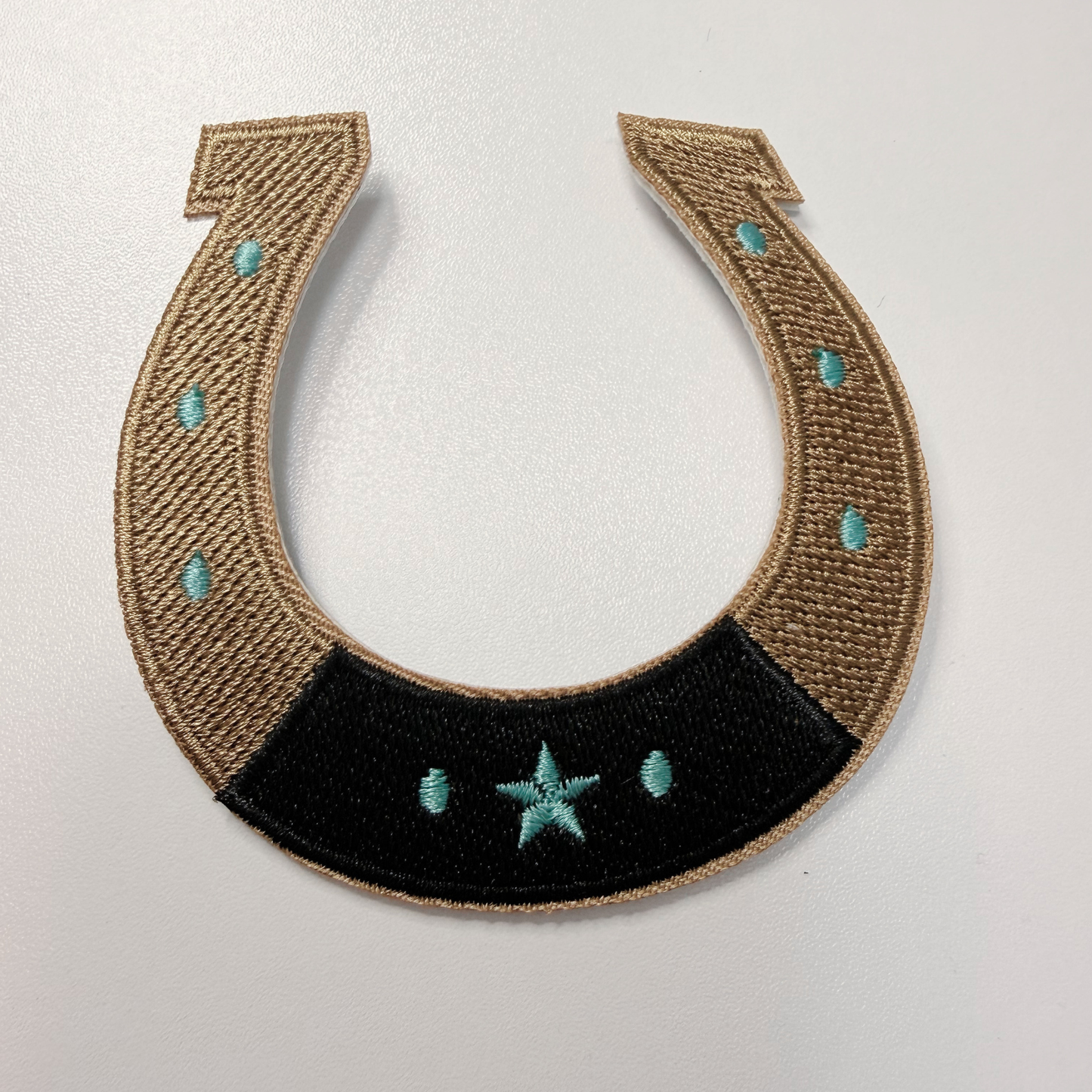 3" Horse Shoe w Turquoise detail  -  Embroidered Hat Patch