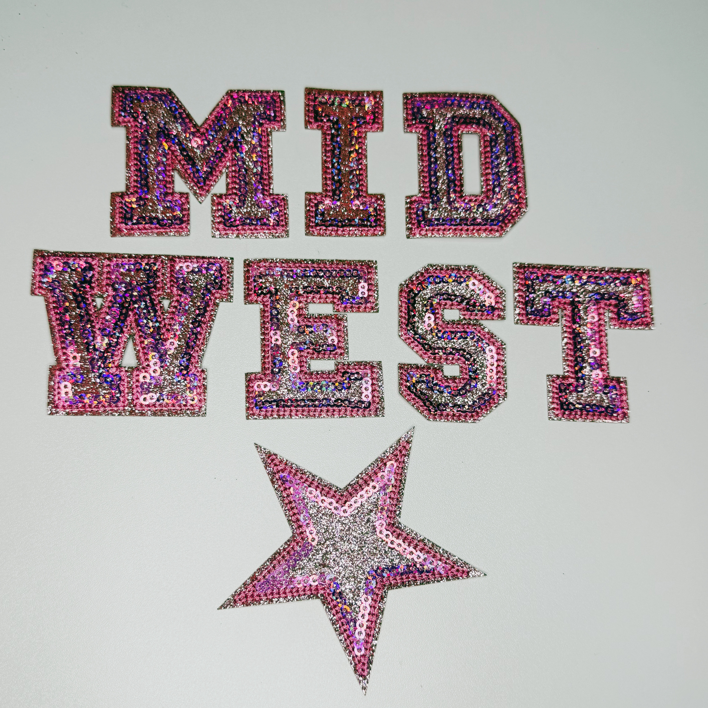 2" Glitter Sequin Letters  -  Embroidered Hat Patch