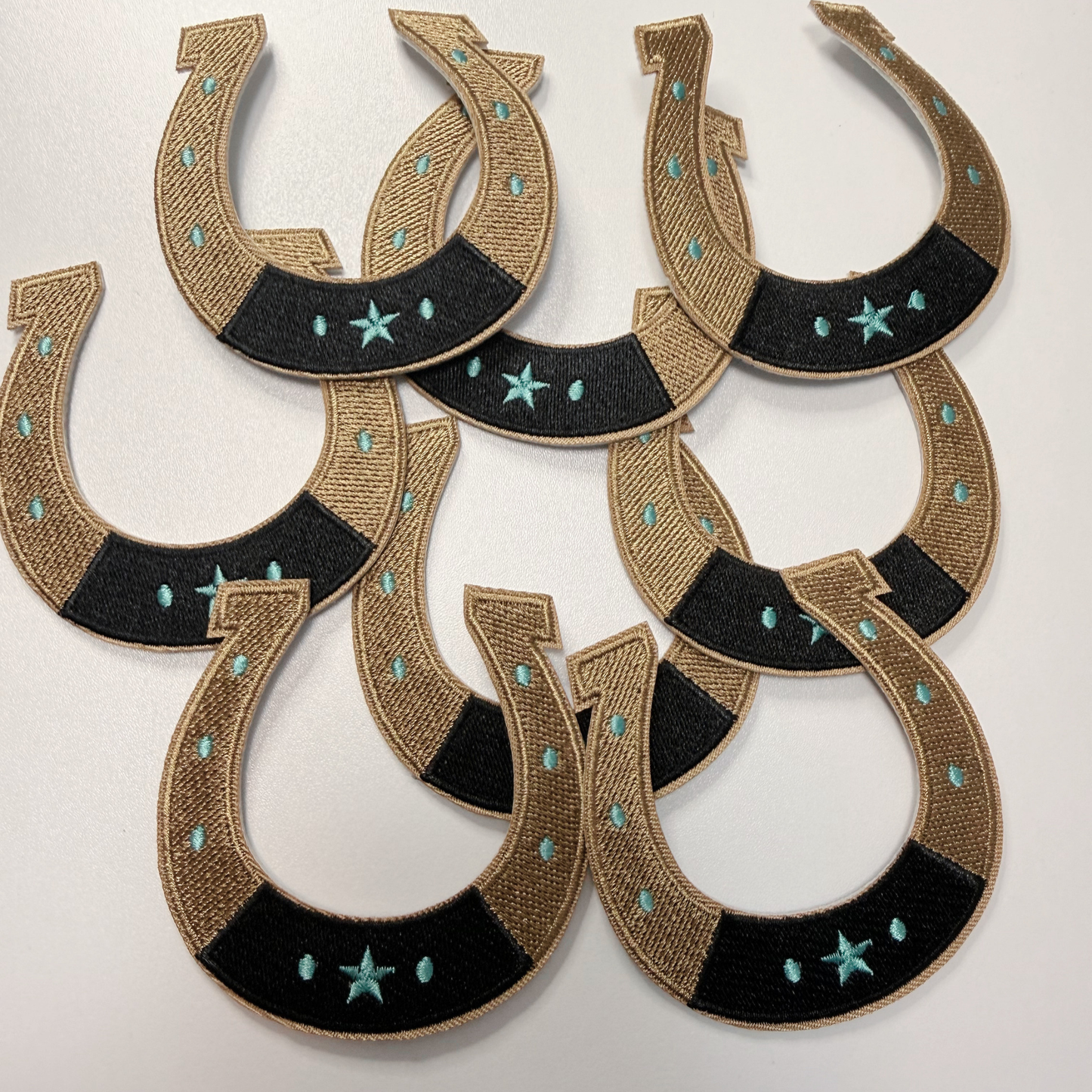 3" Horse Shoe w Turquoise detail  -  Embroidered Hat Patch