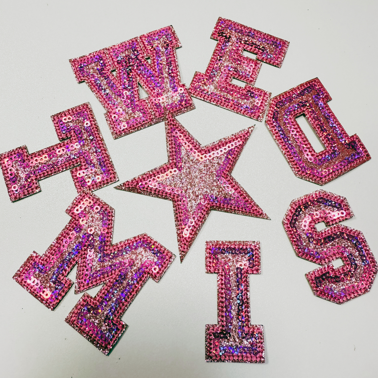 2" Glitter Sequin Letters  -  Embroidered Hat Patch